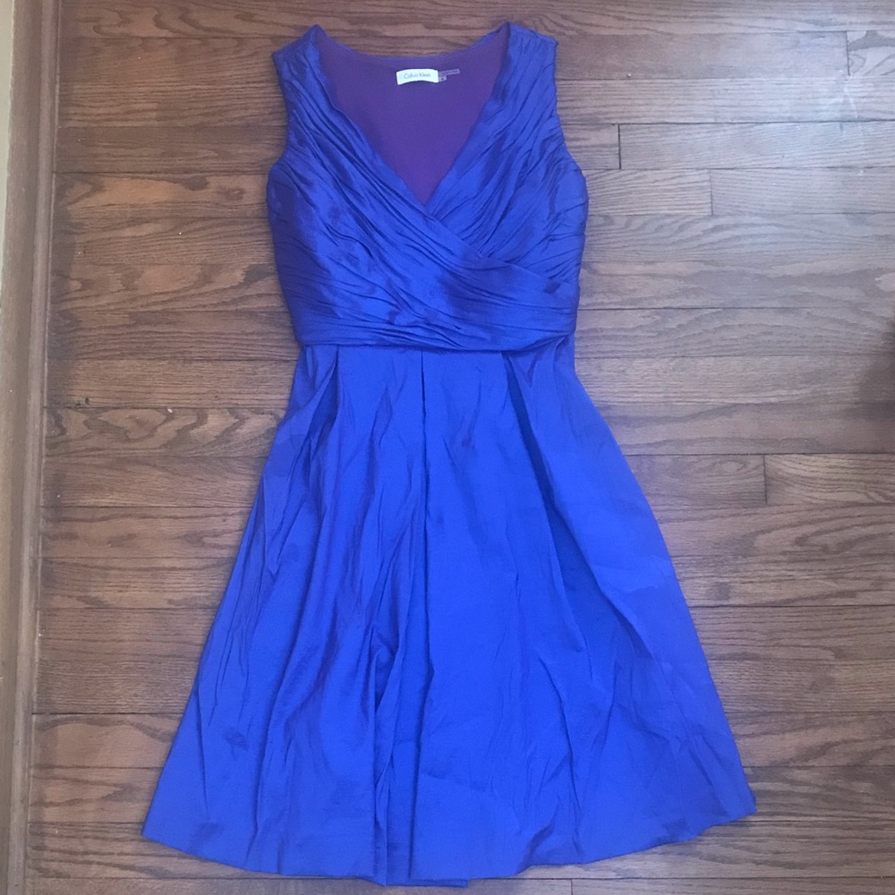 Calvin Klein Taffeta purple sleeveless dress